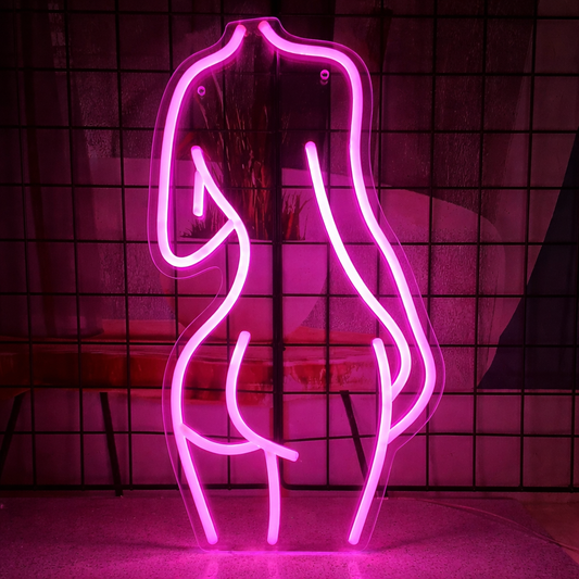 Female Body Silhouette LED Neon Sign Pink Minimalist Curve Neon Light for Bedroom Decor
