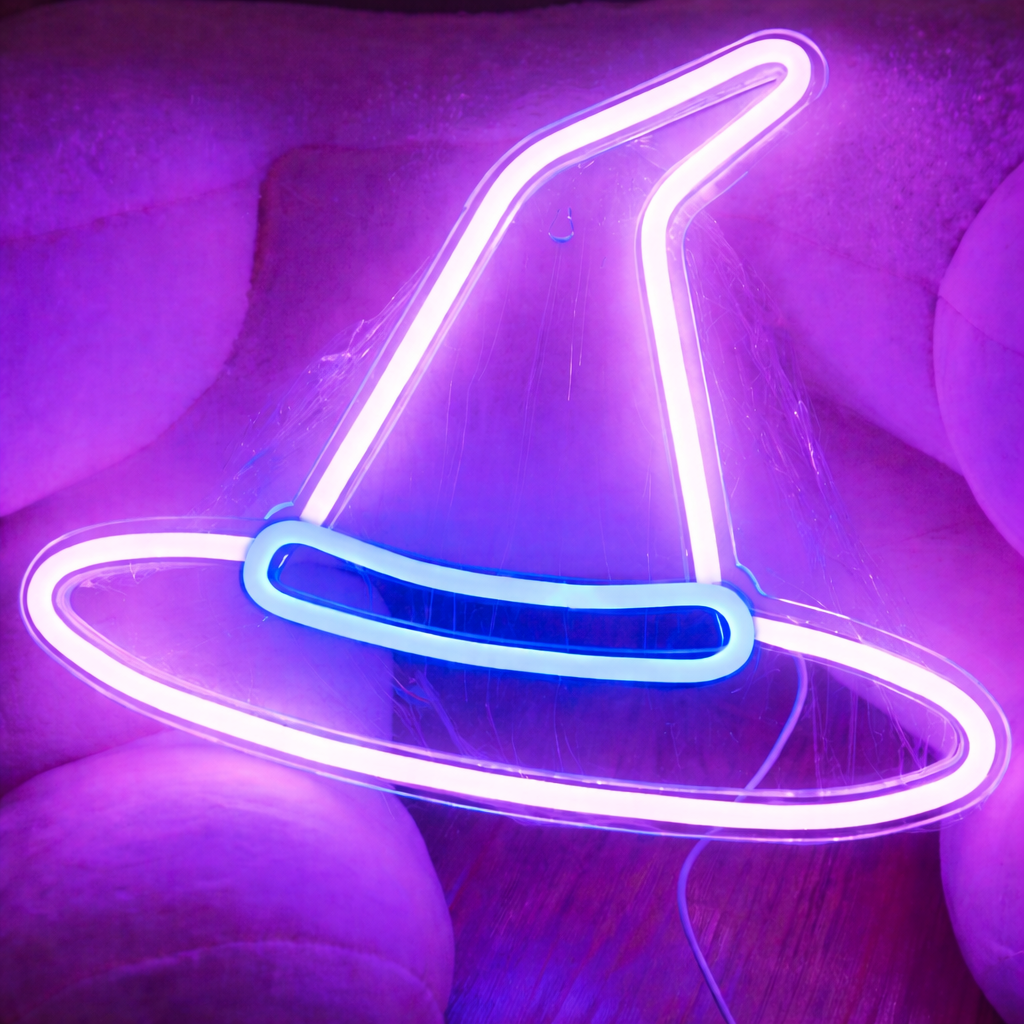 Witch Hat LED Neon Sign for Halloween Party Wall Decor