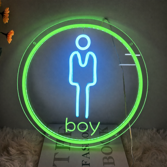 Boy Neon Sign LED Light for Bathroom Door Wall Decor