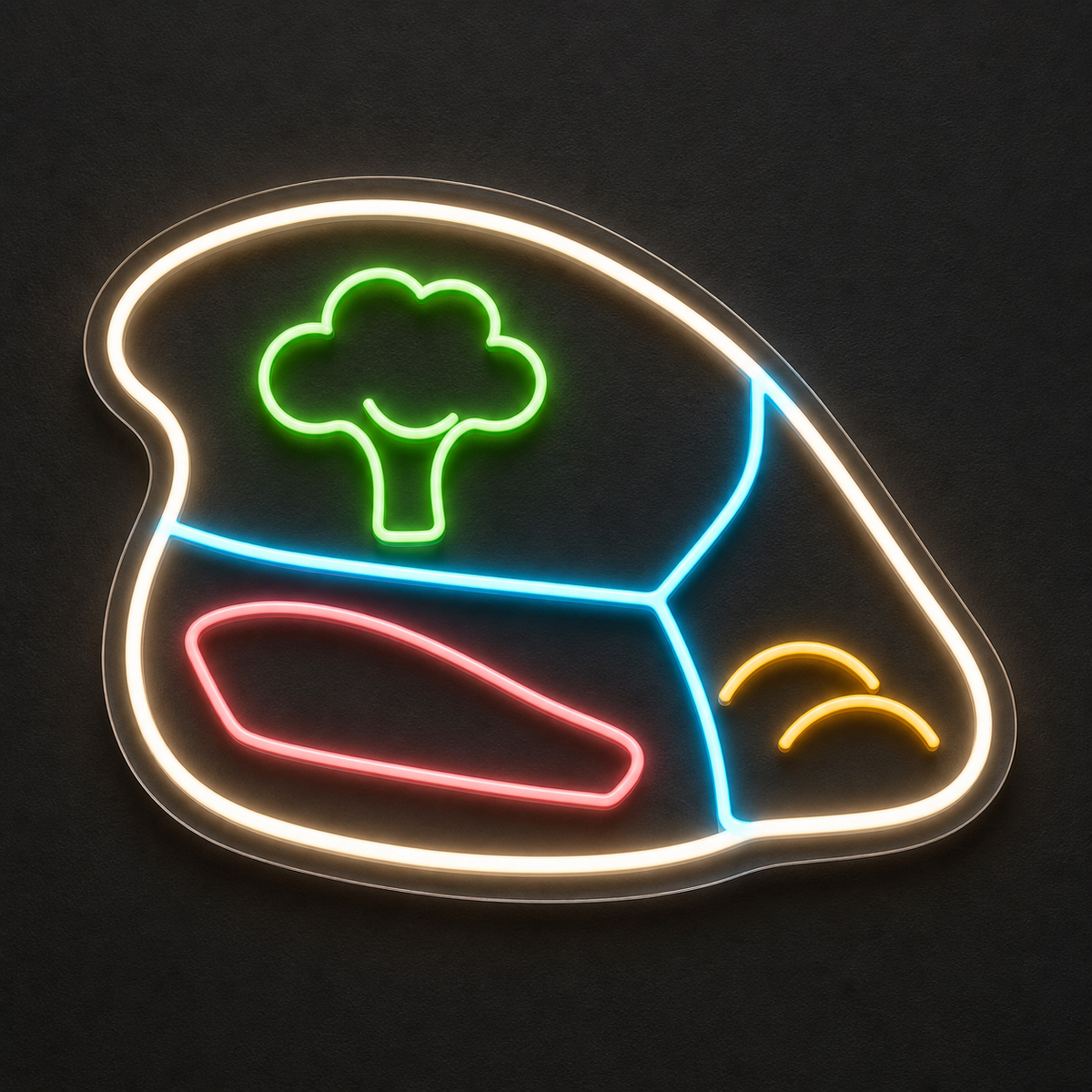 Balanced Meal Plate LED Neon Sign for Nutrition Centers - design reference
