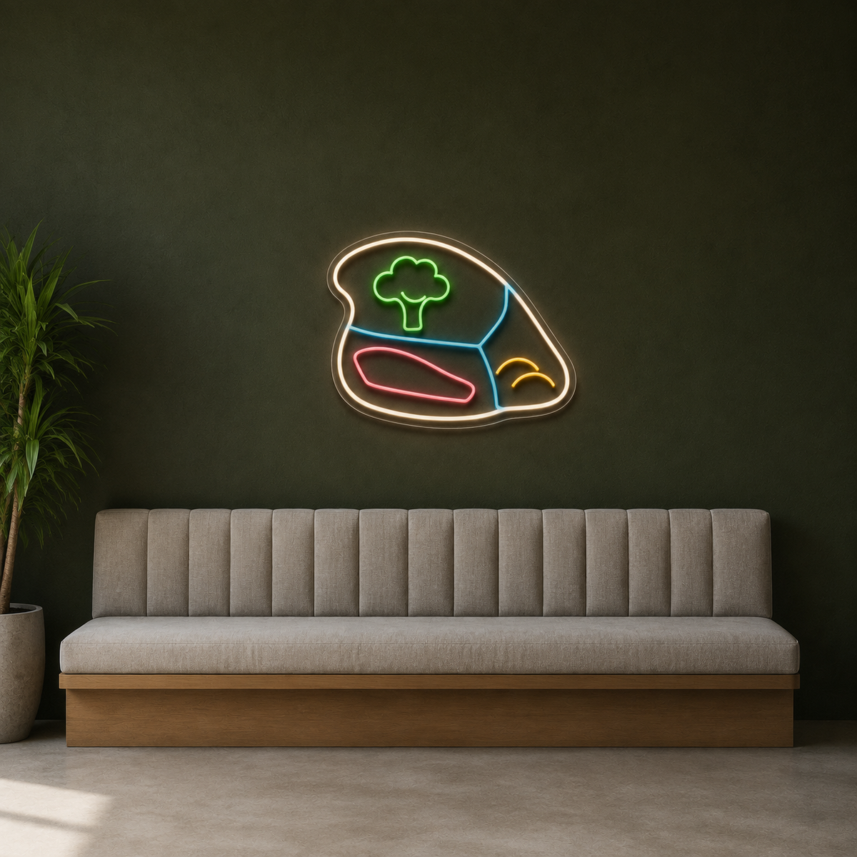Balanced Meal Plate LED Neon Sign for Nutrition Centers - interior setting
