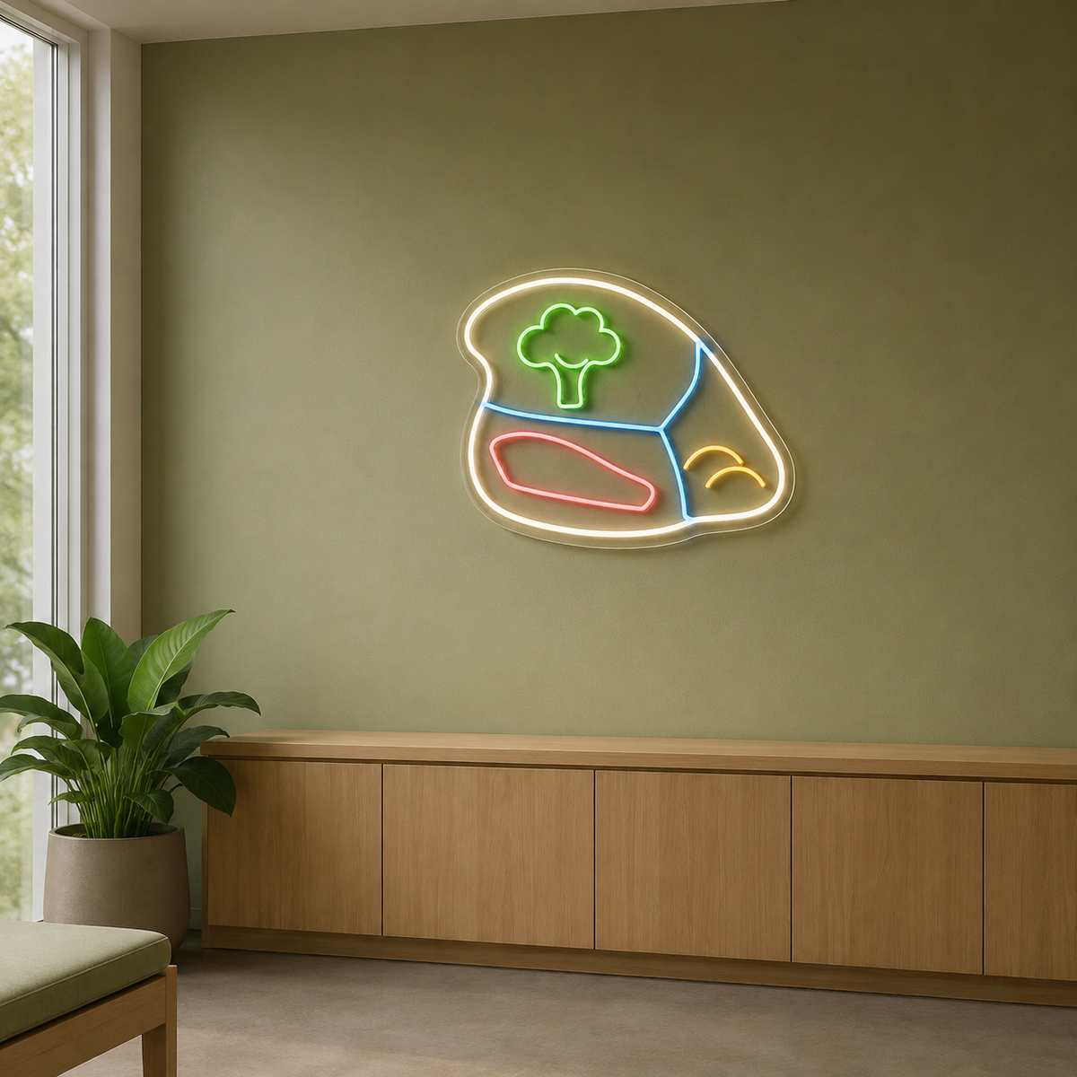 Balanced Meal Plate LED Neon Sign for Nutrition Centers - interior setting