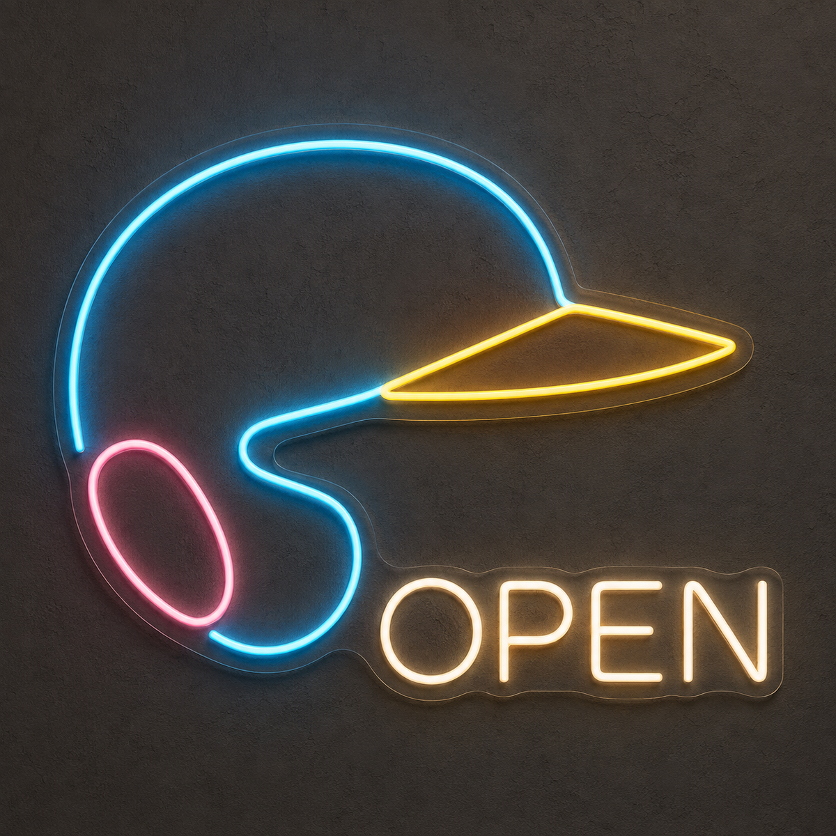 Baseball Helmet OPEN LED Neon Sign for Baseball Shops - design reference