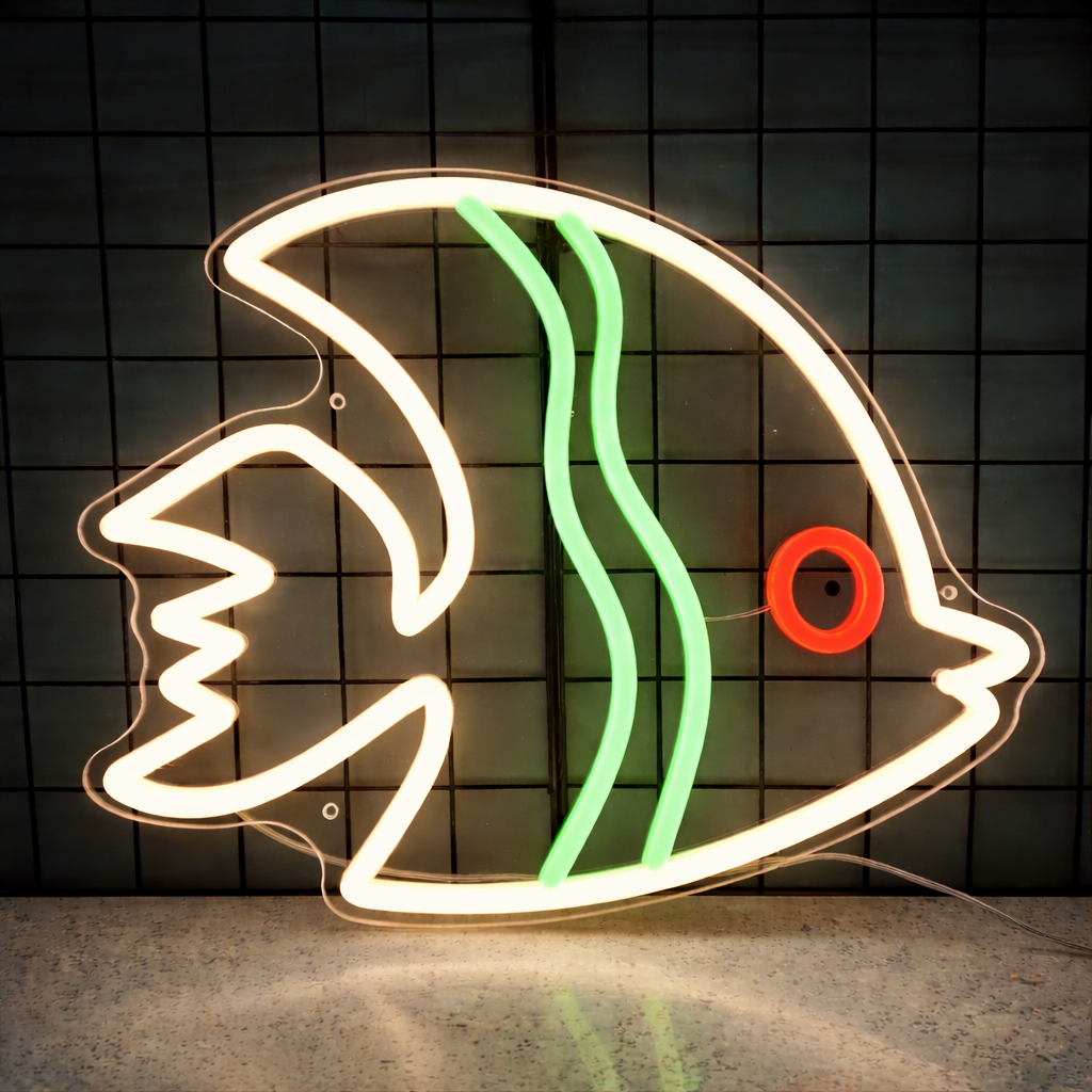 Minimalist Tropical Fish LED Neon Sign for Bar Aquarium Wall Decor