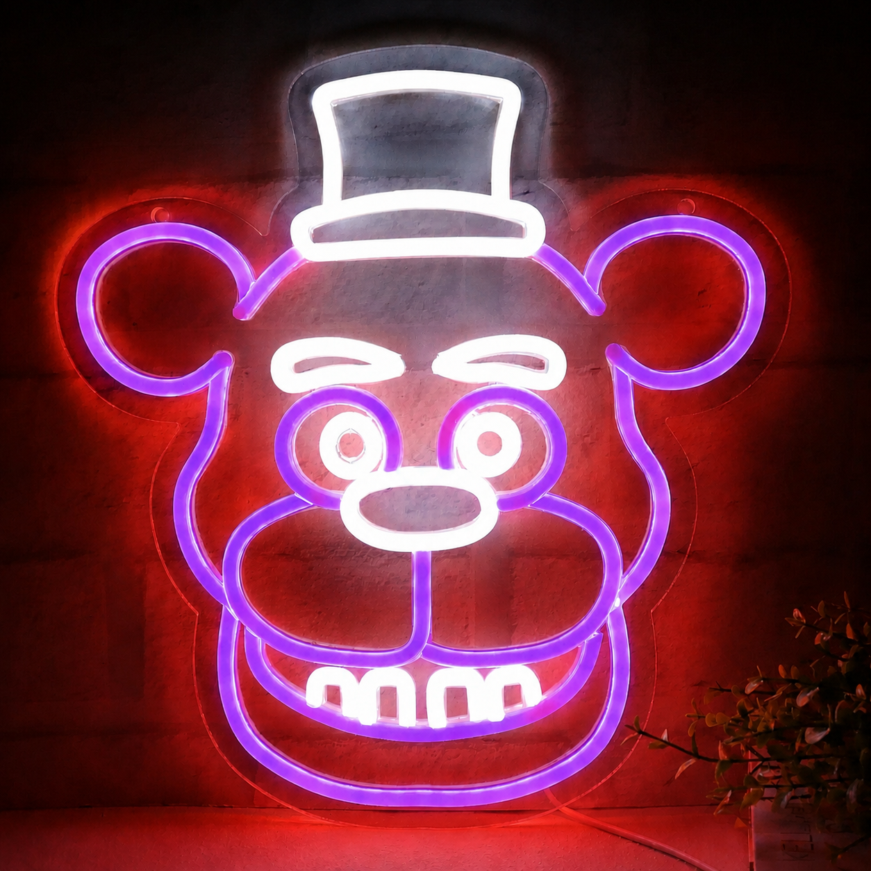 Cartoon Bear LED Neon Sign with Hat Funny Animal Face Neon Light Wall Decor for Kids Room Bar Game Room