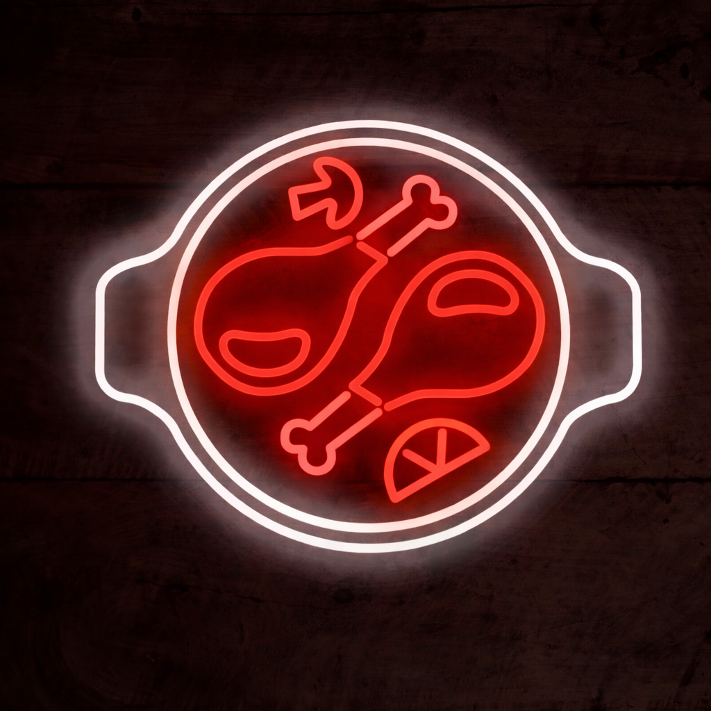Roasted Chicken Plate LED Neon Sign for Restaurant Kitchen and Dining Decor