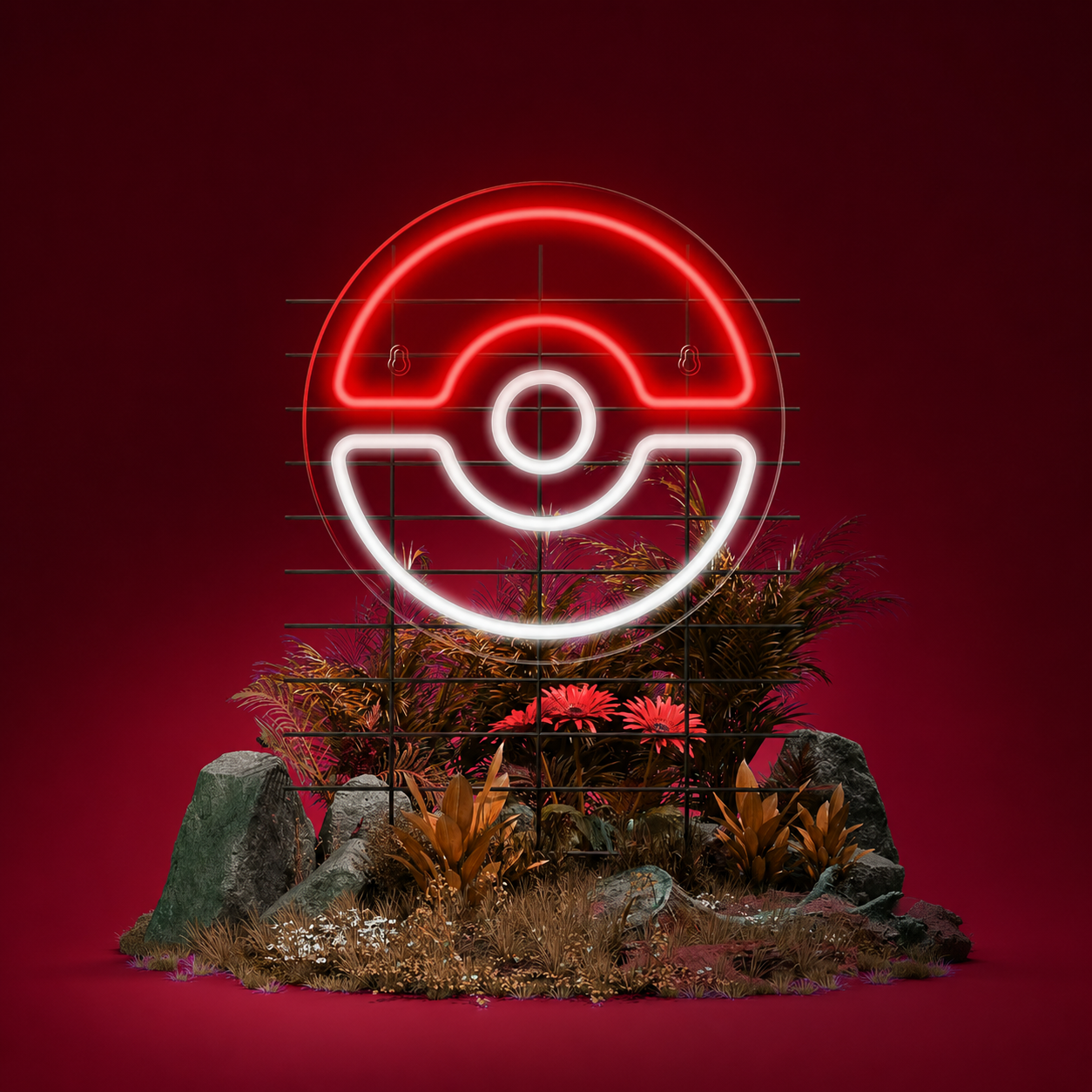 Monster Ball LED Neon Sign Game Style Red White Neon Light Wall Decor for Bedroom Gaming Room