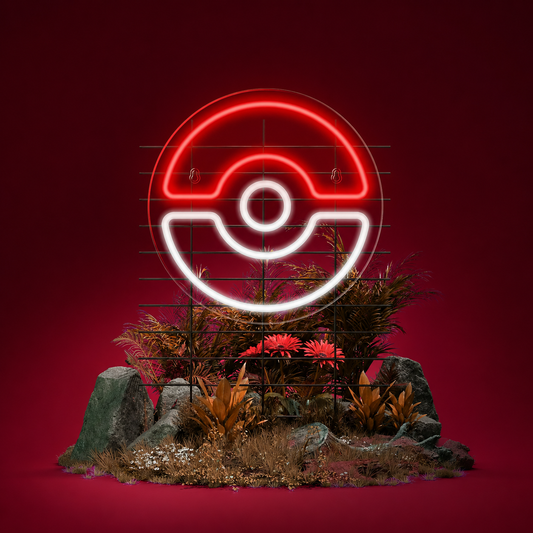 Monster Ball LED Neon Sign Game Style Red White Neon Light Wall Decor for Bedroom Gaming Room
