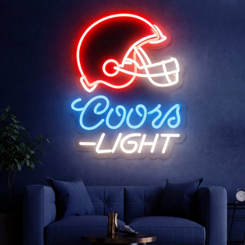 Football Helmet LED Neon Sign Bar Light for Man Cave Game Room Decor