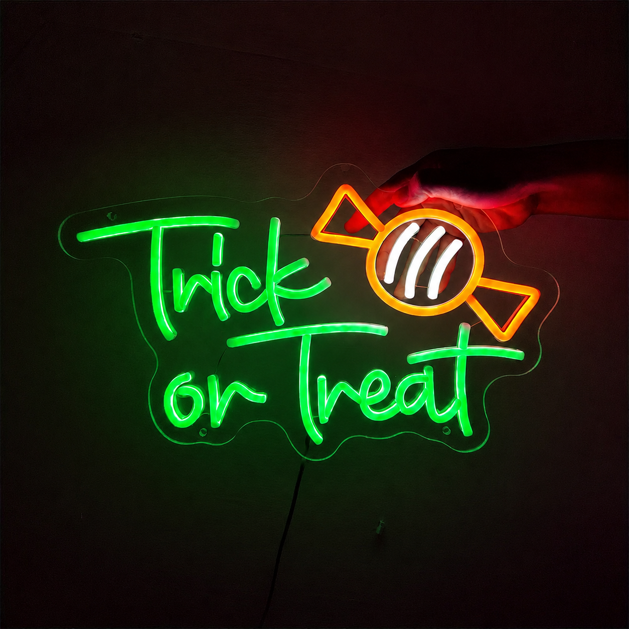 Trick or Treat LED Neon Sign Halloween Candy Neon Light Wall Decor for Party Home Bar