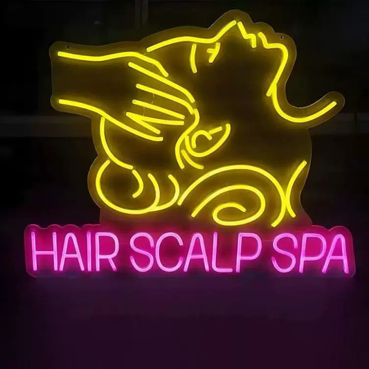 Hair Scalp Spa LED Neon Sign Yellow Pink Massage Neon Light for Salon Beauty Spa Wall Decor