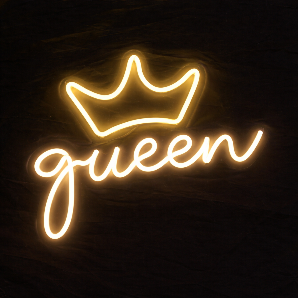 Queen Crown LED Neon Sign for Bedroom Aesthetic Wall Decor Girls Room Light