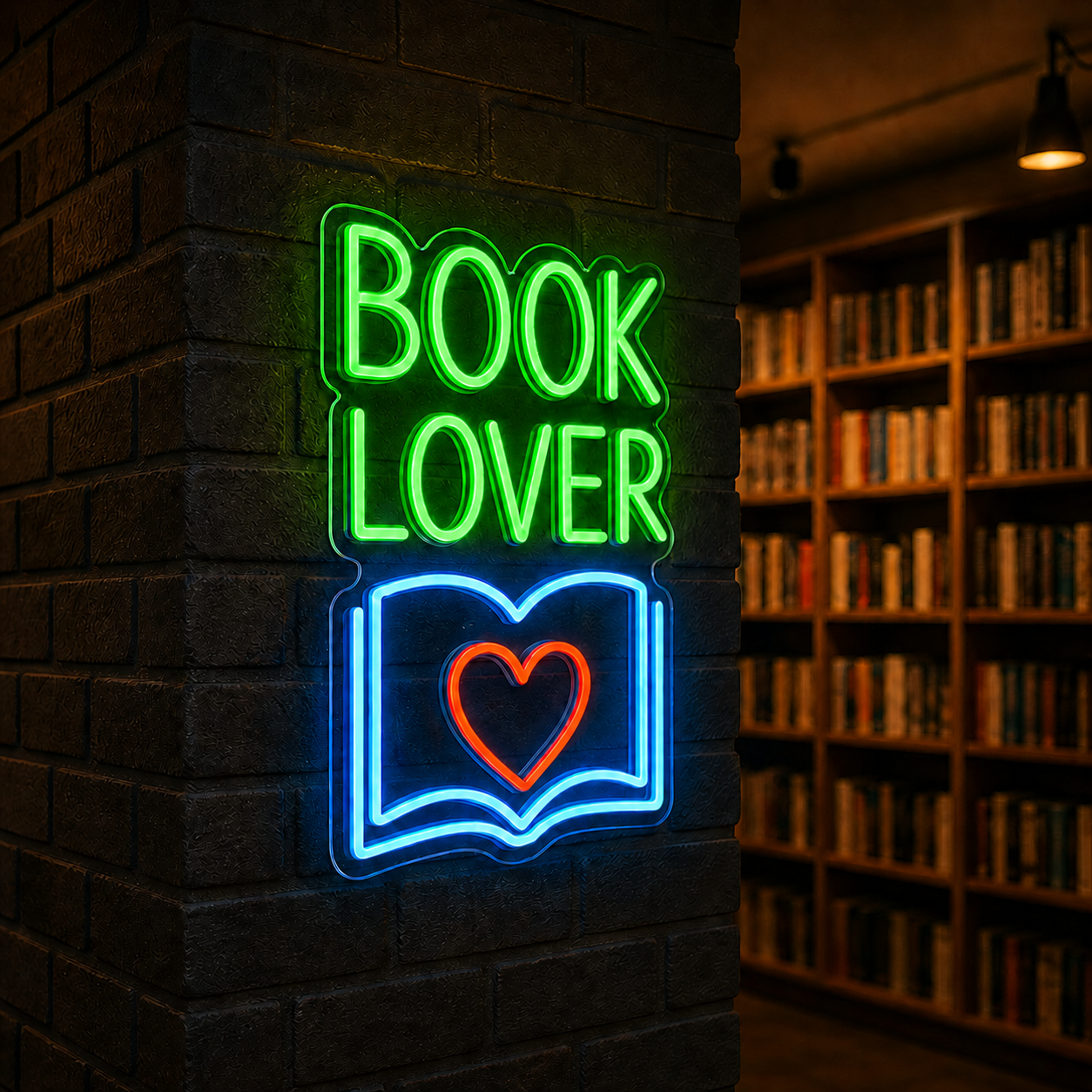 Book Lover LED Neon Sign Open Book with Heart Wall Decor Light for Library Bedroom Reading Nook
