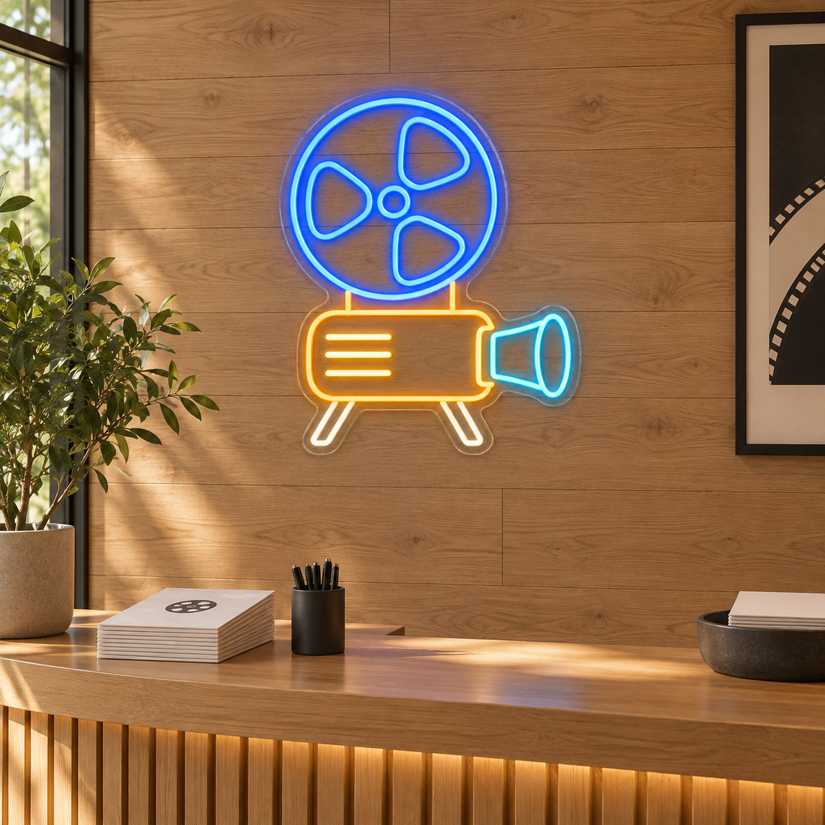 Cinema Projector LED Neon Sign for Movie Theaters - interior setting