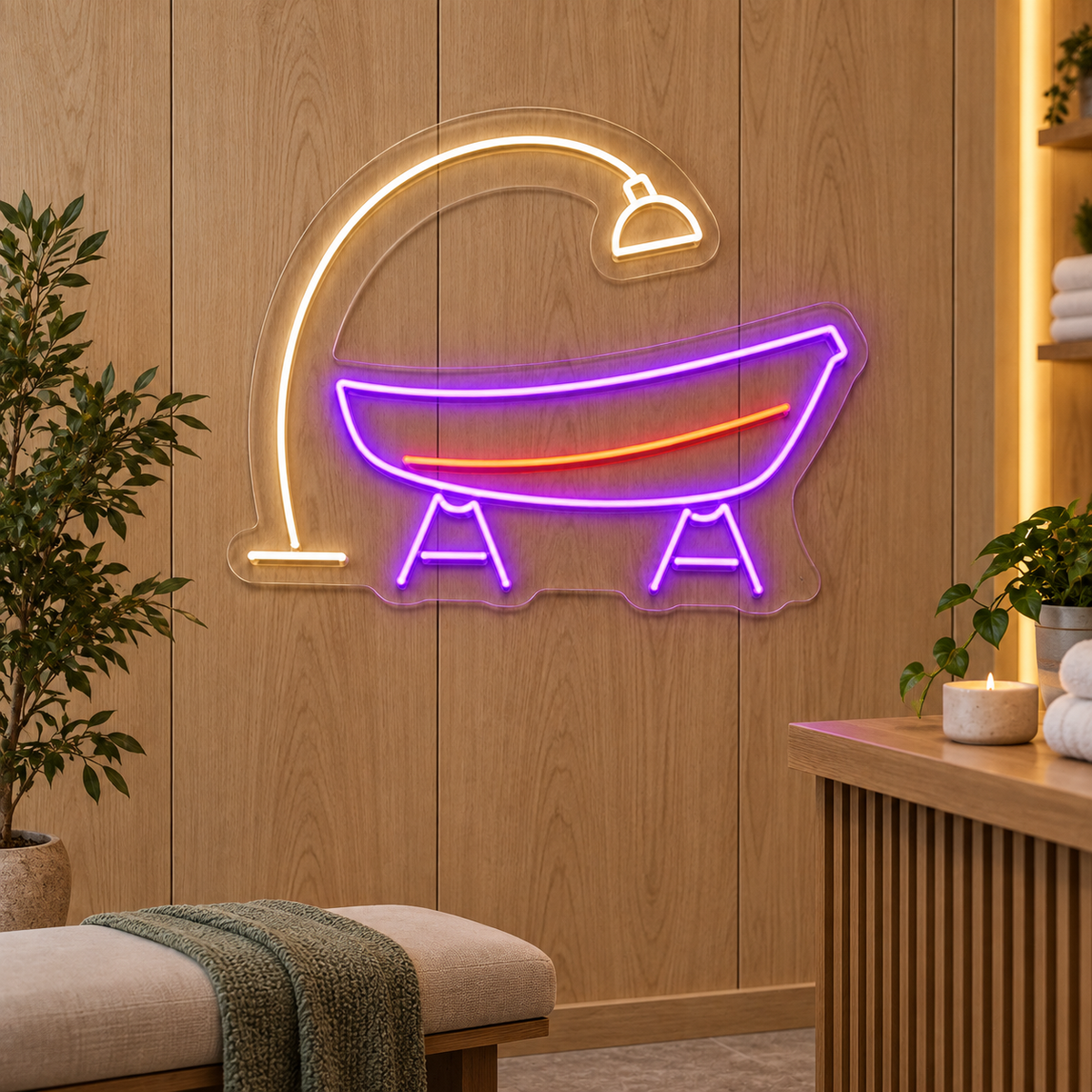 Boat on Repair Stands LED Neon Sign for Boat Repair Shops - interior setting