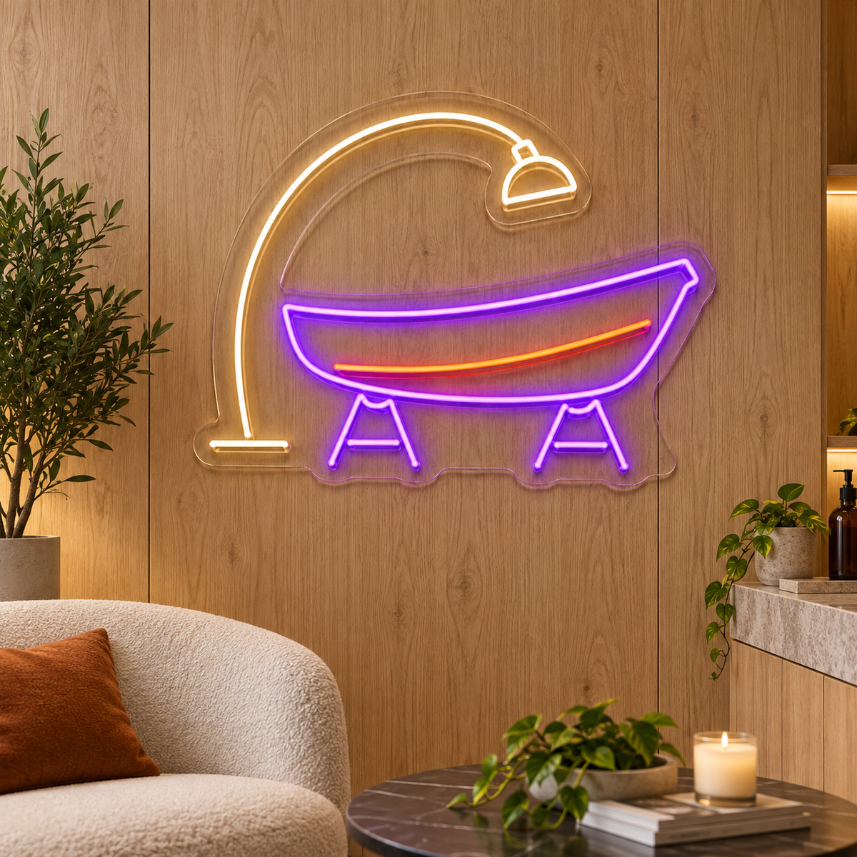 Boat on Repair Stands LED Neon Sign for Boat Repair Shops - interior setting