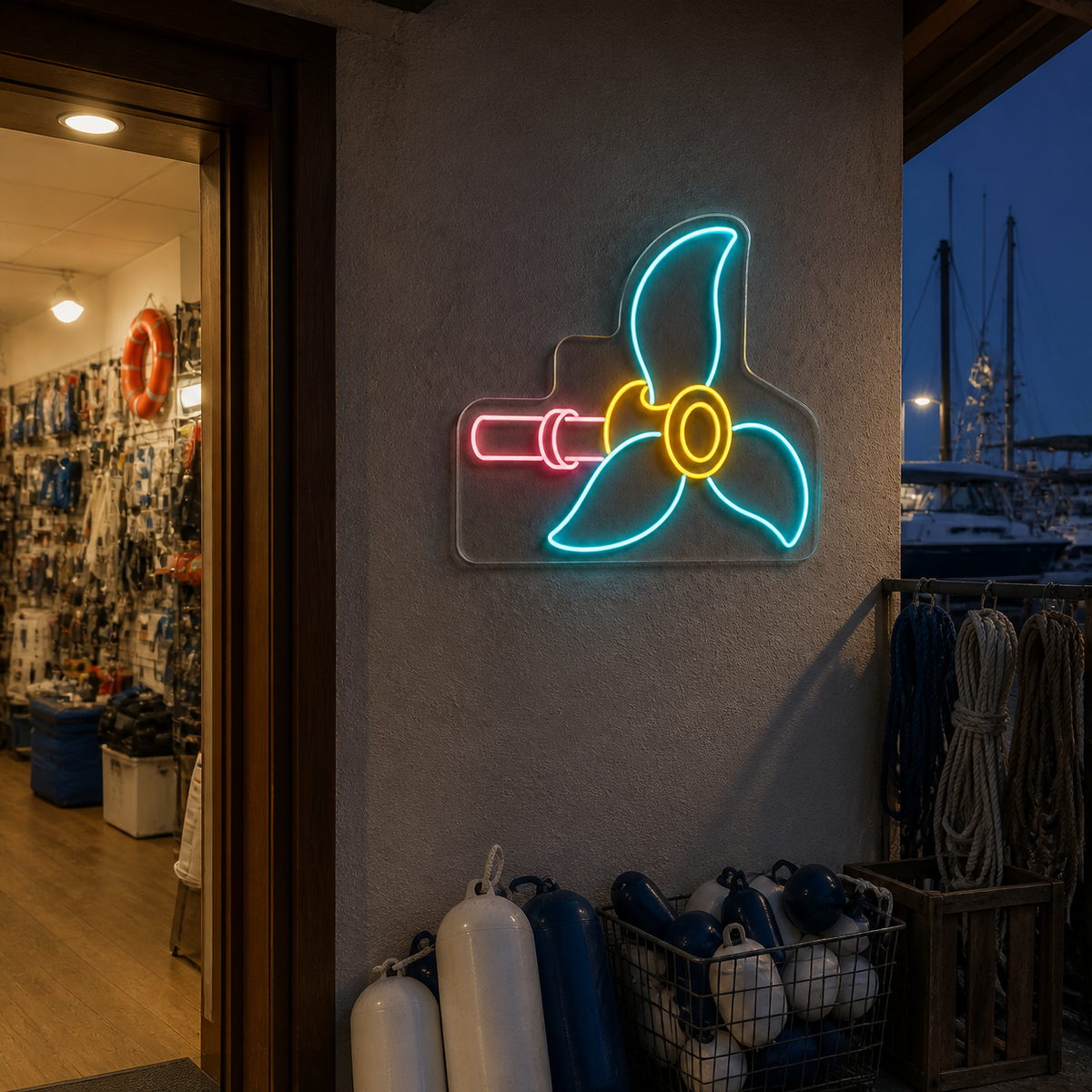 Boat Propeller LED Neon Sign for Marine Shops - interior setting