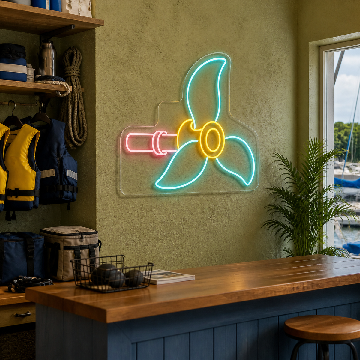 Boat Propeller LED Neon Sign for Marine Shops - interior setting