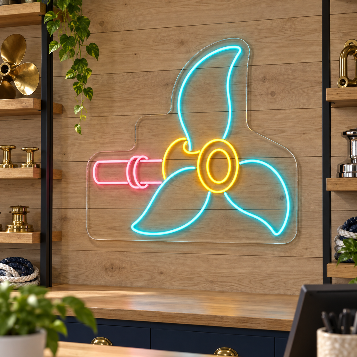 Boat Propeller LED Neon Sign for Marine Shops - interior setting