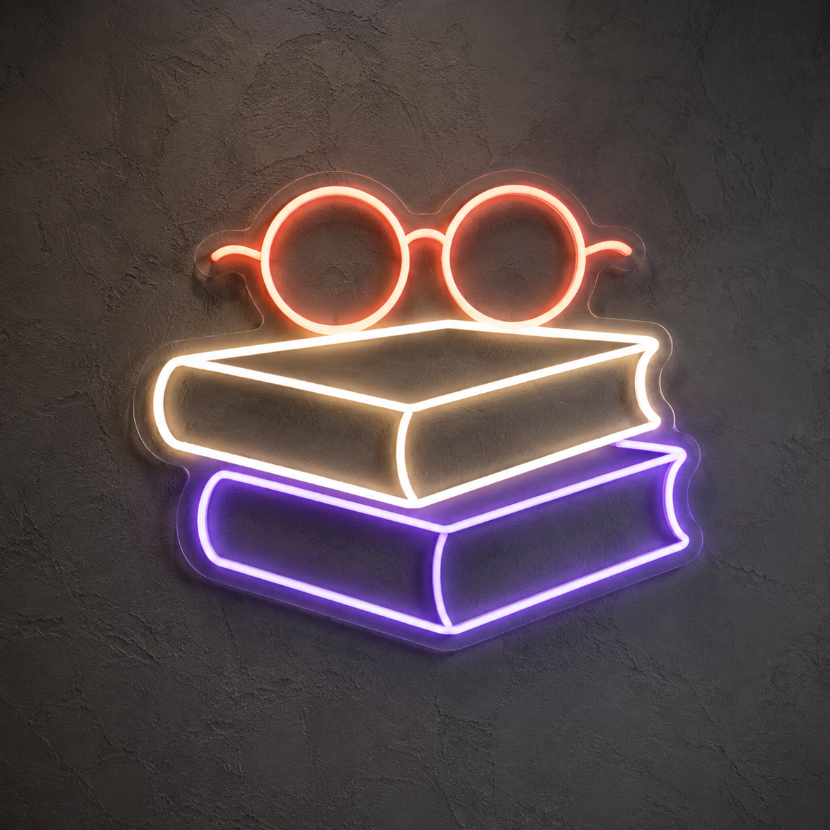 Books and Reading Glasses LED Neon Sign for Book Lovers - design reference