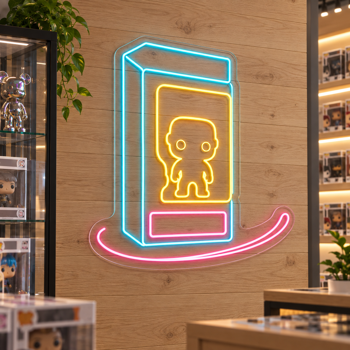 Boxed Collectible Figure LED Neon Sign for Collectors' Rooms - interior setting