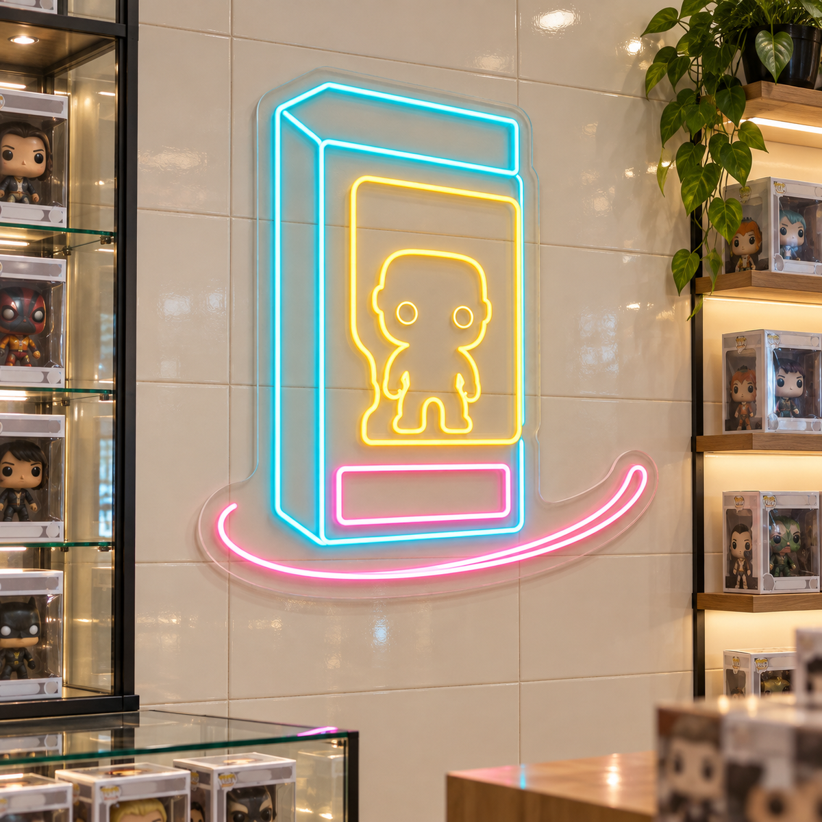 Boxed Collectible Figure LED Neon Sign for Collectors' Rooms - interior setting