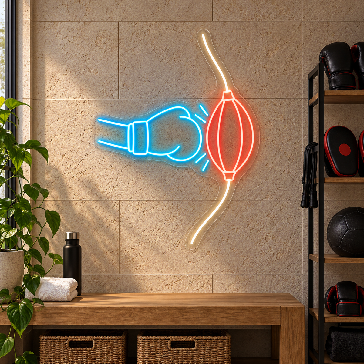 Boxing Glove & Training Bag LED Neon Sign for Boxing Gyms - interior setting
