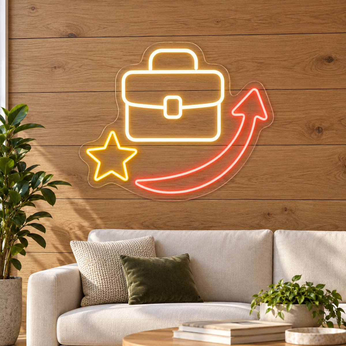 Briefcase & Star LED Neon Sign for Employment Agencies - interior setting