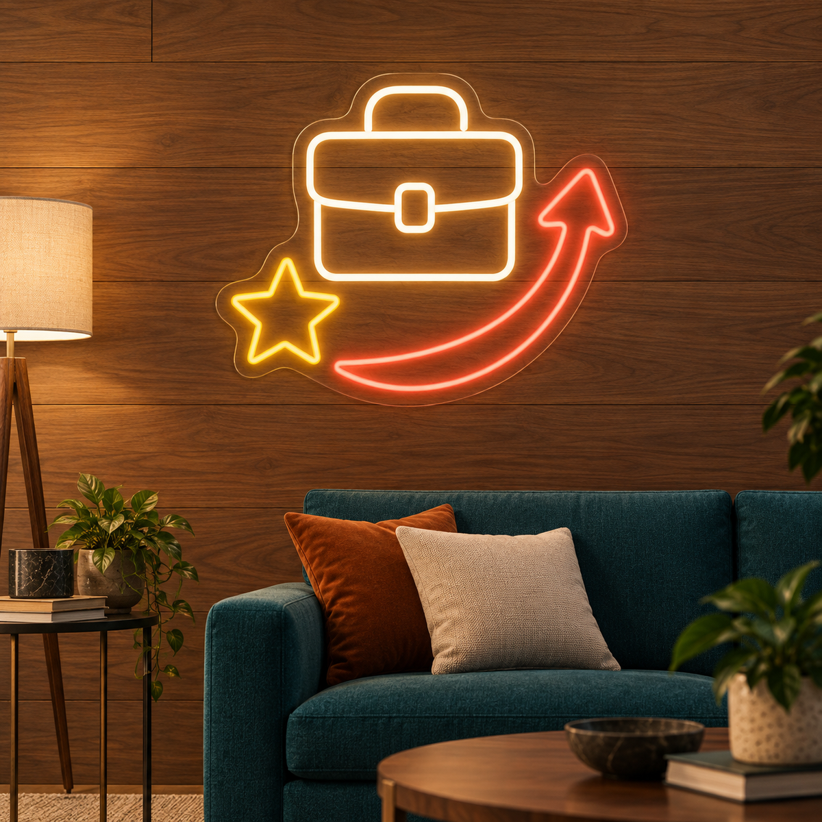 Briefcase & Star LED Neon Sign for Employment Agencies - interior setting