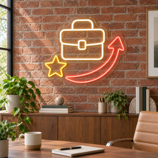 Briefcase & Star LED Neon Sign for Employment Agencies - interior setting