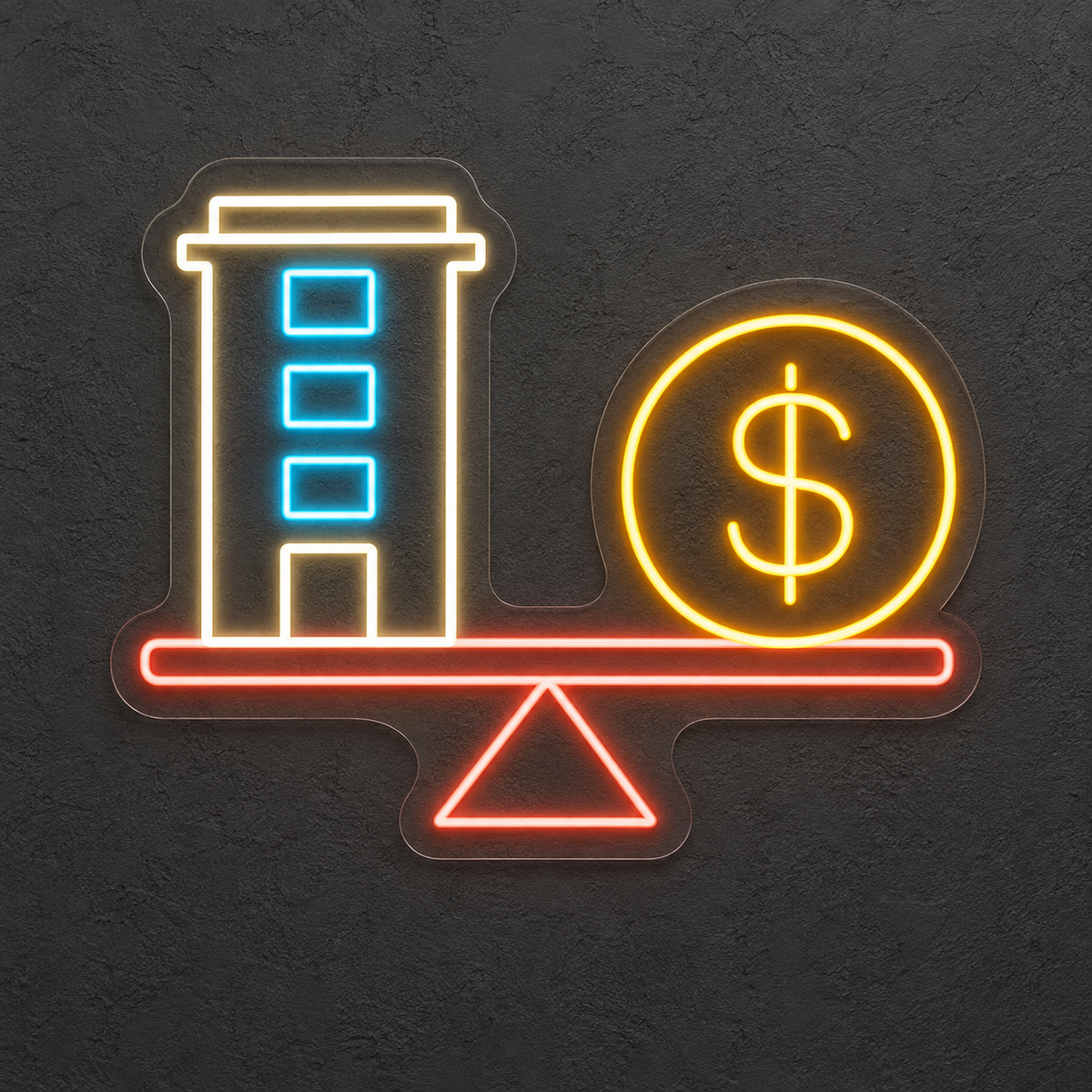 Building & Dollar Coin Balance LED Neon Sign for Appraisers - design reference