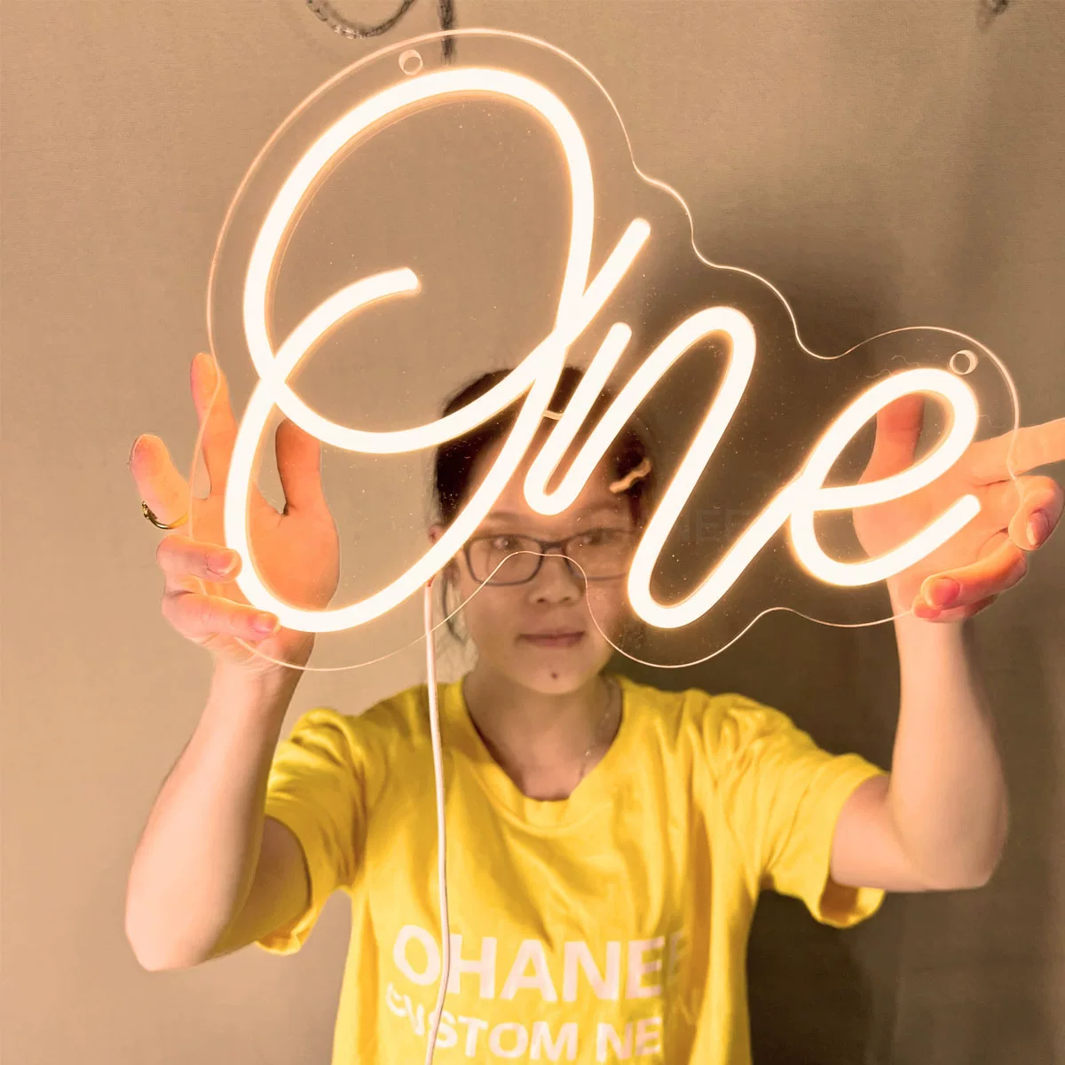 One Script LED Neon Sign Warm White Custom Name Neon Light Wall Decor for Bedroom Wedding Party