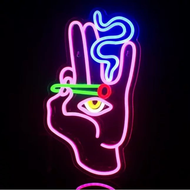 Abstract Hand Smoking LED Neon Sign Artistic Wall Light for Room Decor
