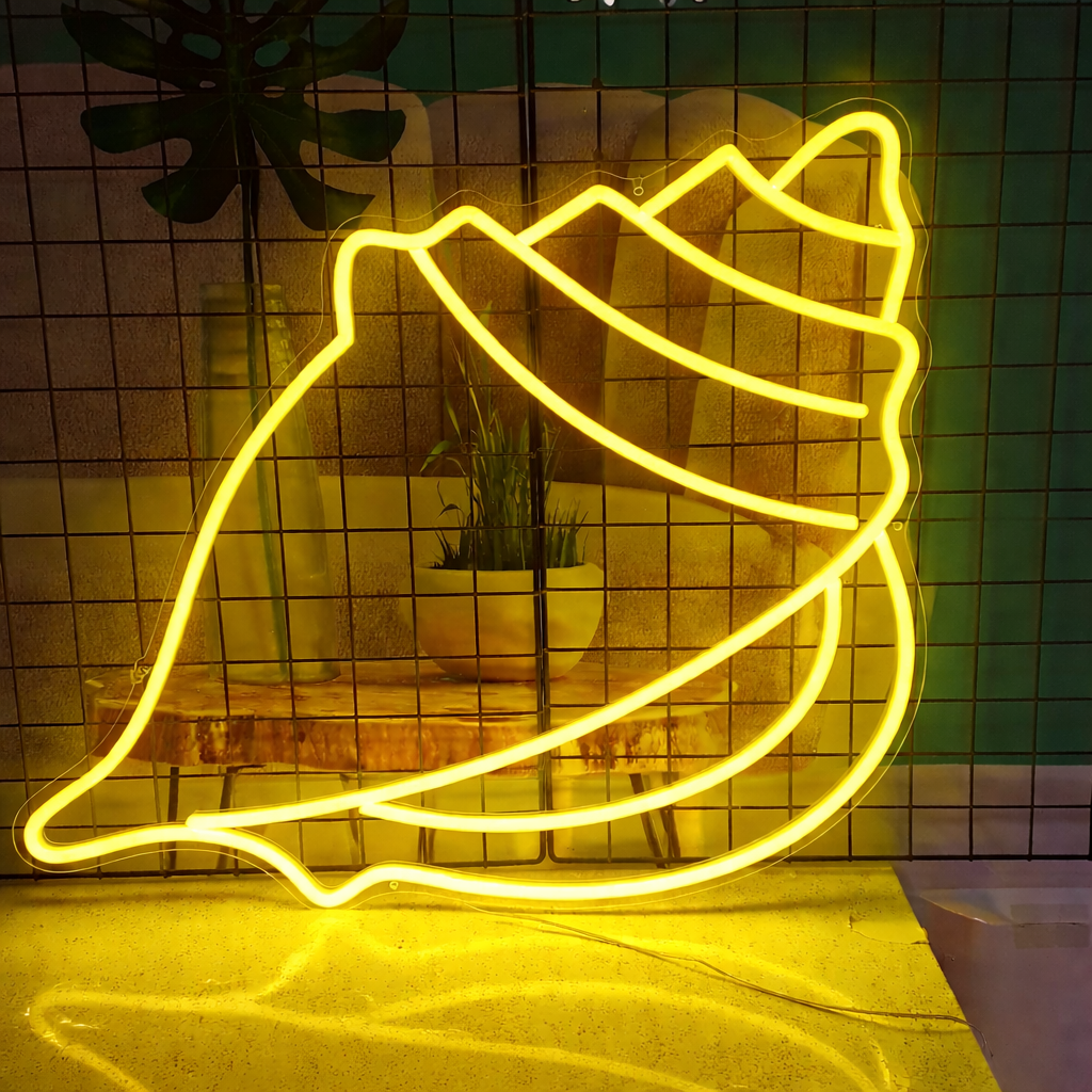 Warm Yellow Minimalist Fish LED Neon Sign for Bar Restaurant Wall Decor