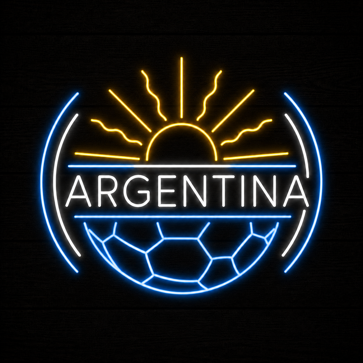 Argentina Sun Soccer LED Neon Sign Argentine Football Neon Light Wall Decor for Sports Bar Game Room