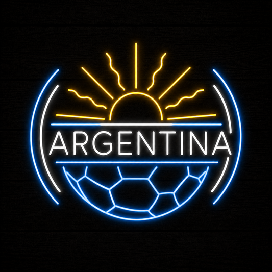 Argentina Sun Soccer LED Neon Sign Argentine Football Neon Light Wall Decor for Sports Bar Game Room