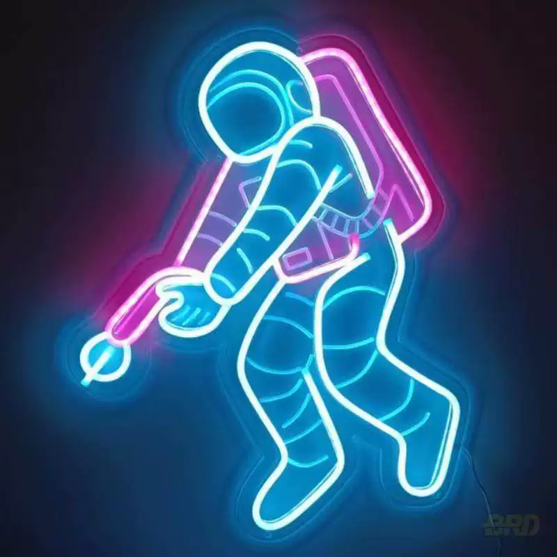 Astronaut Fishing LED Neon Sign Space Theme Light for Kids Room Bedroom Wall Decor