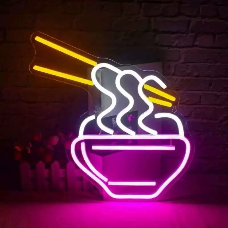 Minimal Ramen Bowl LED Neon Sign Modern Noodle Neon Light for Kitchen Restaurant Wall Decor