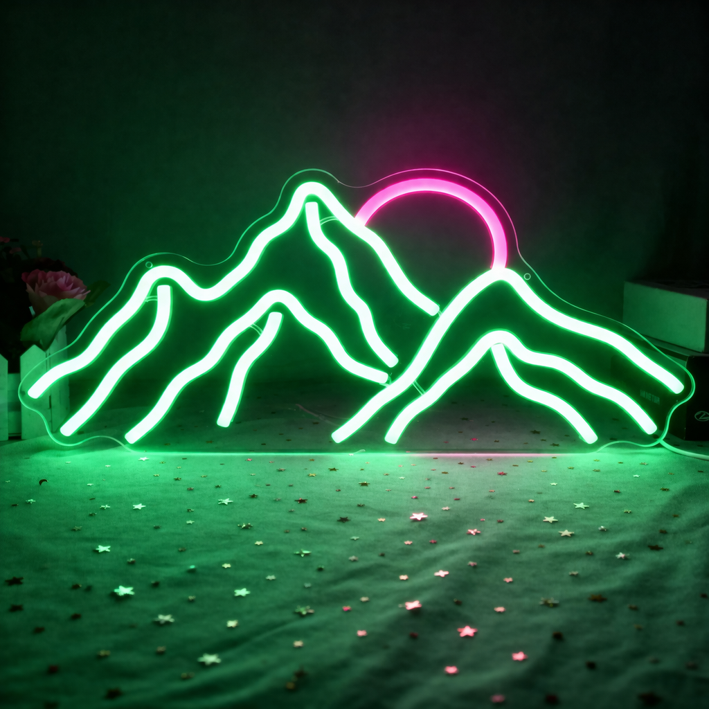 Mountain Sunset LED Neon Sign for Bedroom Wall Decor