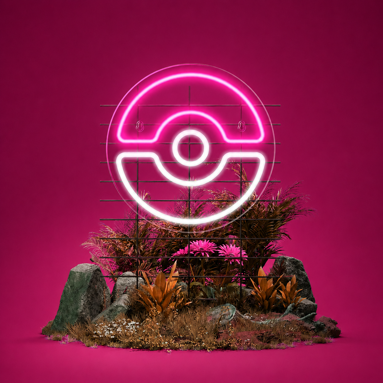Monster Ball LED Neon Sign Game Style Red White Neon Light Wall Decor for Bedroom Gaming Room