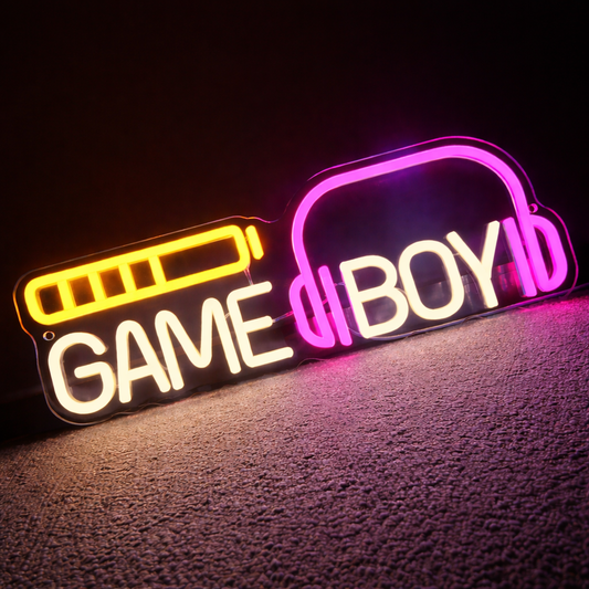Game Boy Headphone LED Neon Sign for Gaming Room, Stream Setup & Retro Gamer Decor