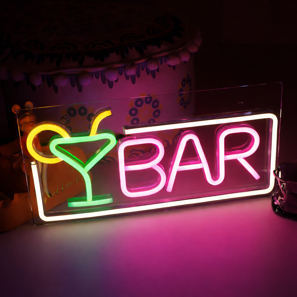 Bar Cocktail LED Neon Sign Martini Glass Neon Light for Bar Club Decor