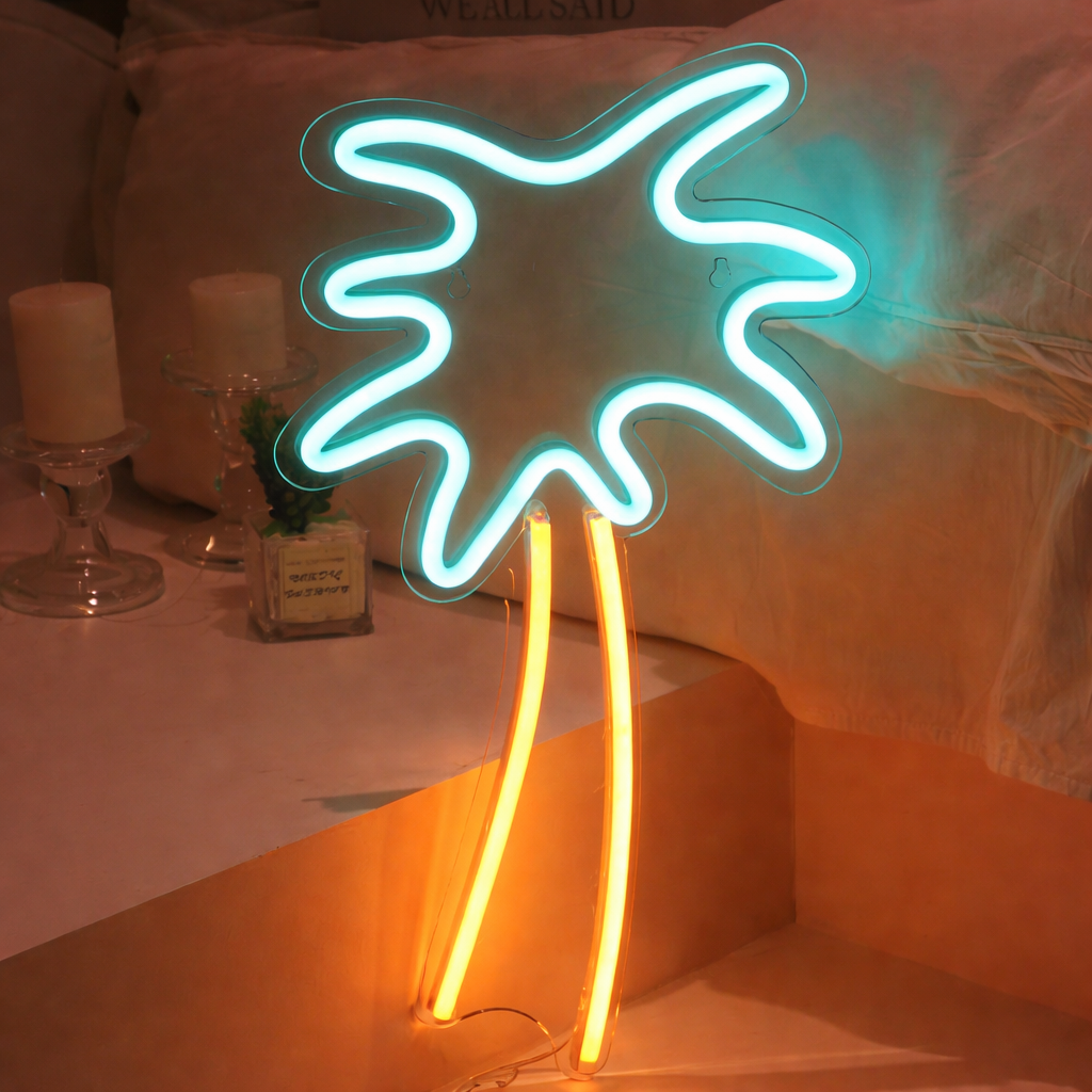 Palm Tree LED Neon Sign for Bedroom Tropical Wall Decor Light