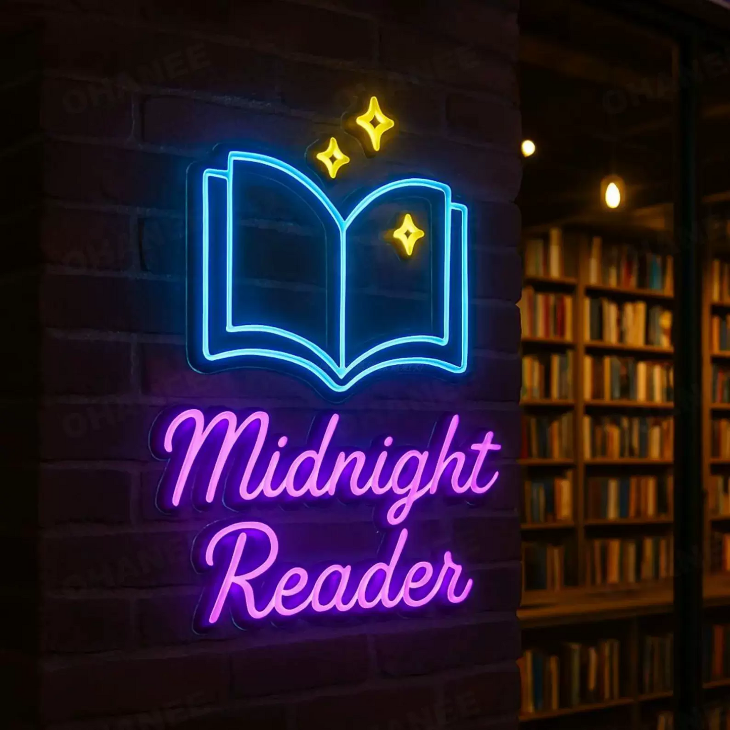 Midnight Reader LED Neon Sign Book Lover Wall Decor Light for Bedroom Library Reading Nook