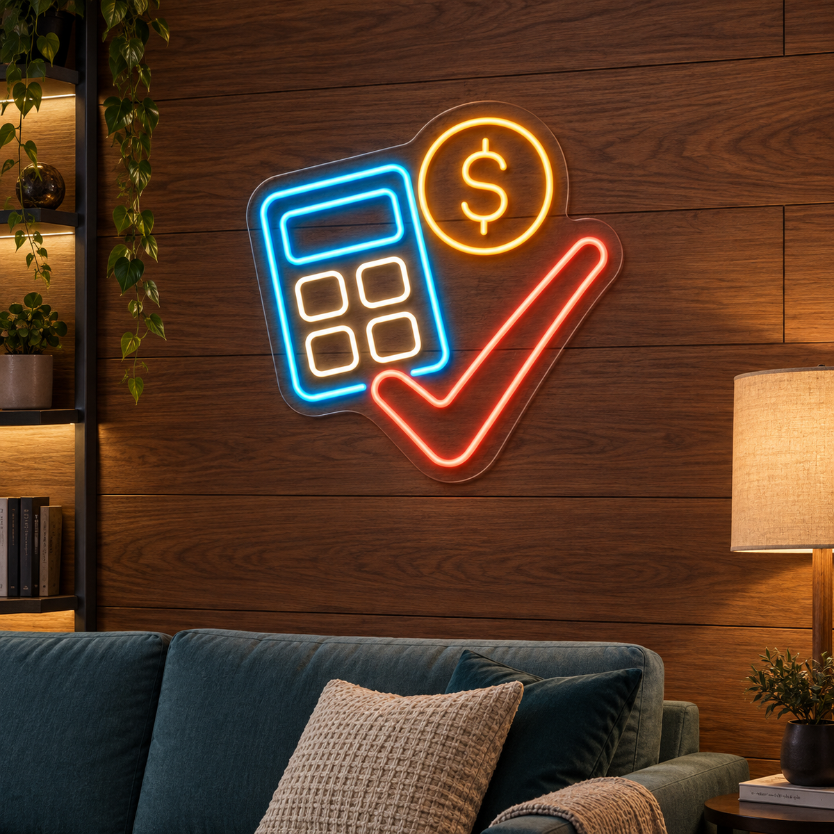 Calculator & Coin LED Neon Sign for Accounting Offices - interior setting