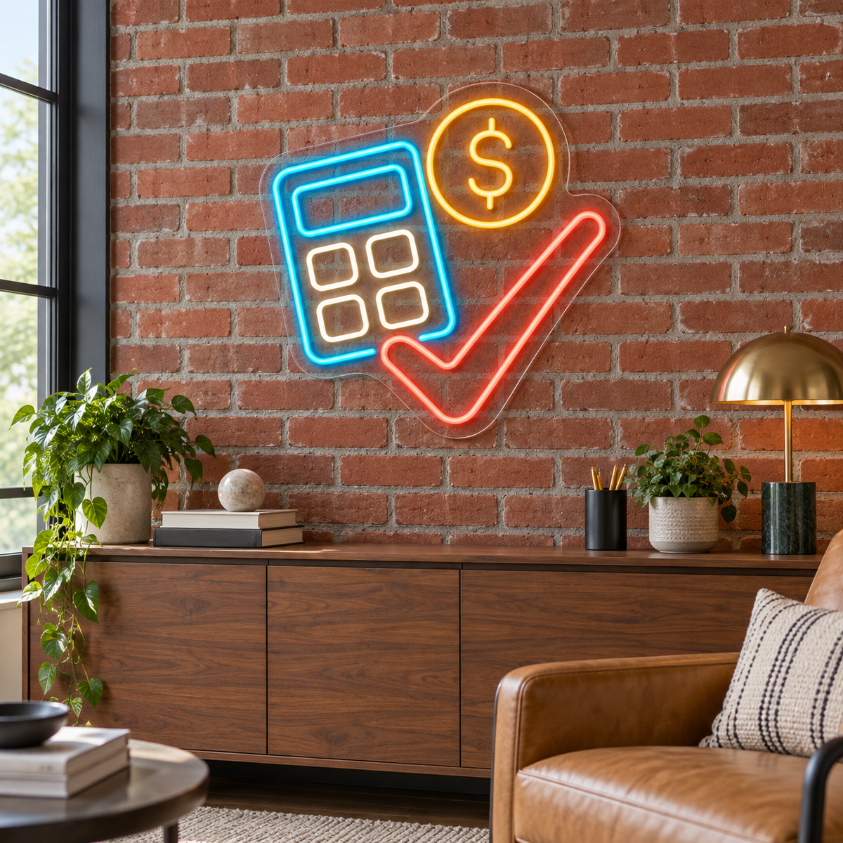 Calculator & Coin LED Neon Sign for Accounting Offices - interior setting