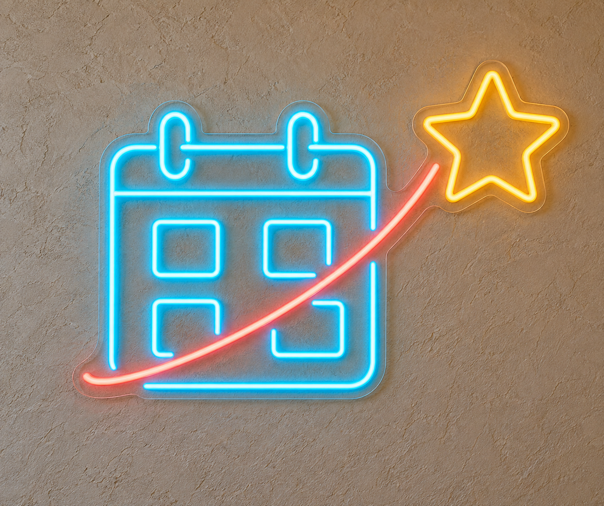 Calendar & Rising Star LED Neon Sign for Event Planners - design reference