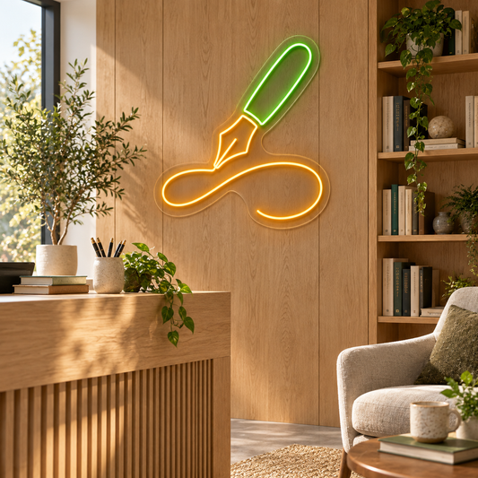 Calligraphy Pen and Flourish LED Neon Sign for Calligraphy Corners - interior setting