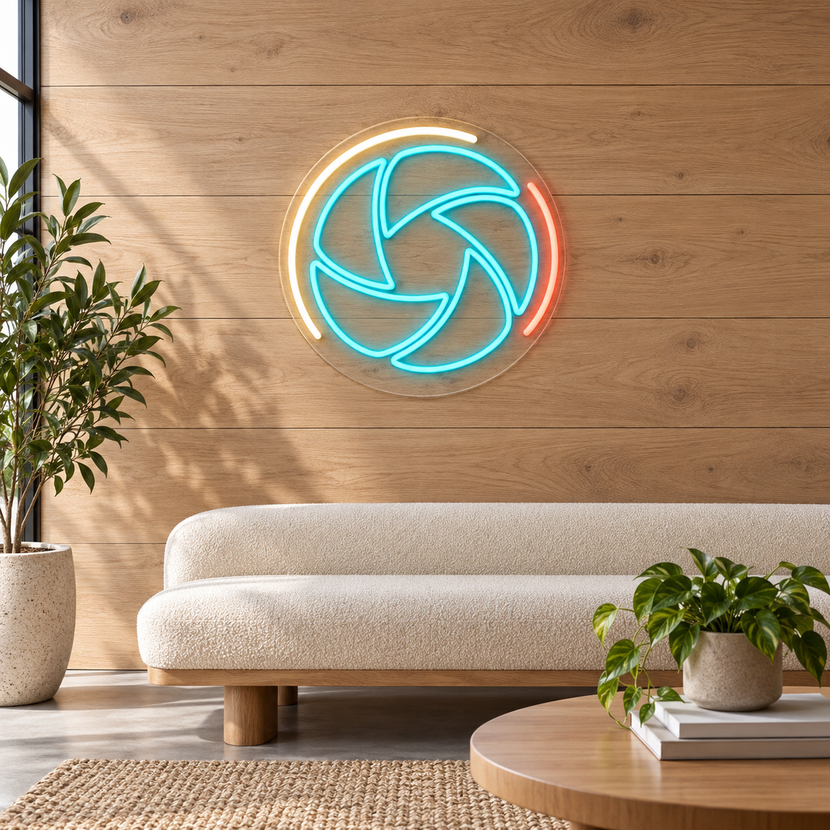 Camera Aperture & Outer Arcs LED Neon Sign for Photography Schools - interior setting