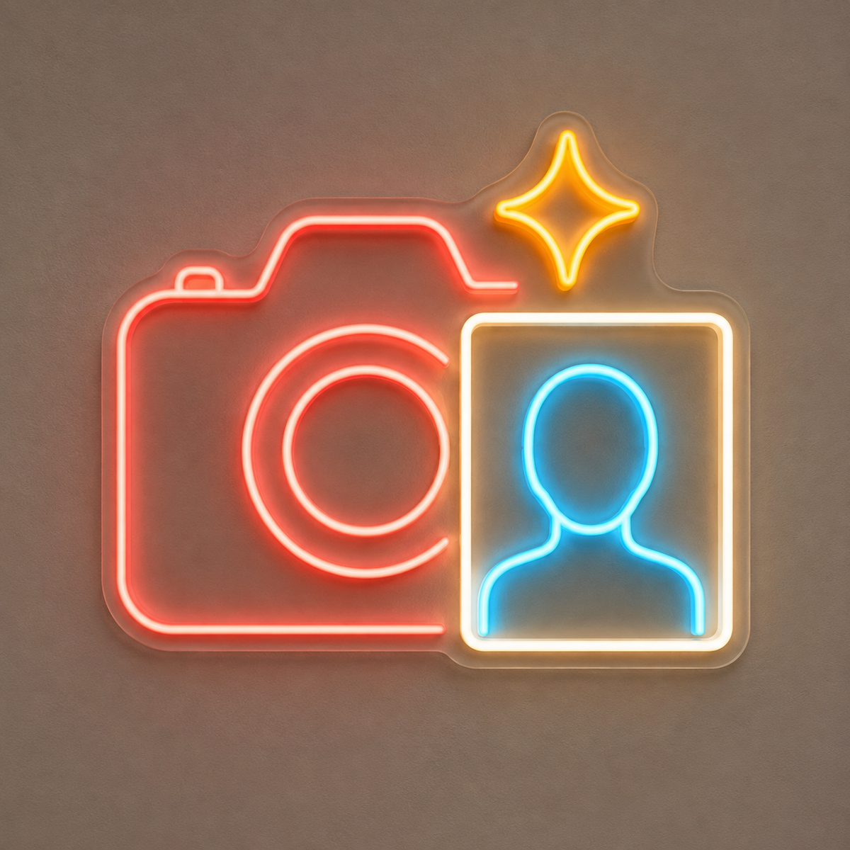 Camera & Portrait LED Neon Sign for Passport Photo Shops - design reference
